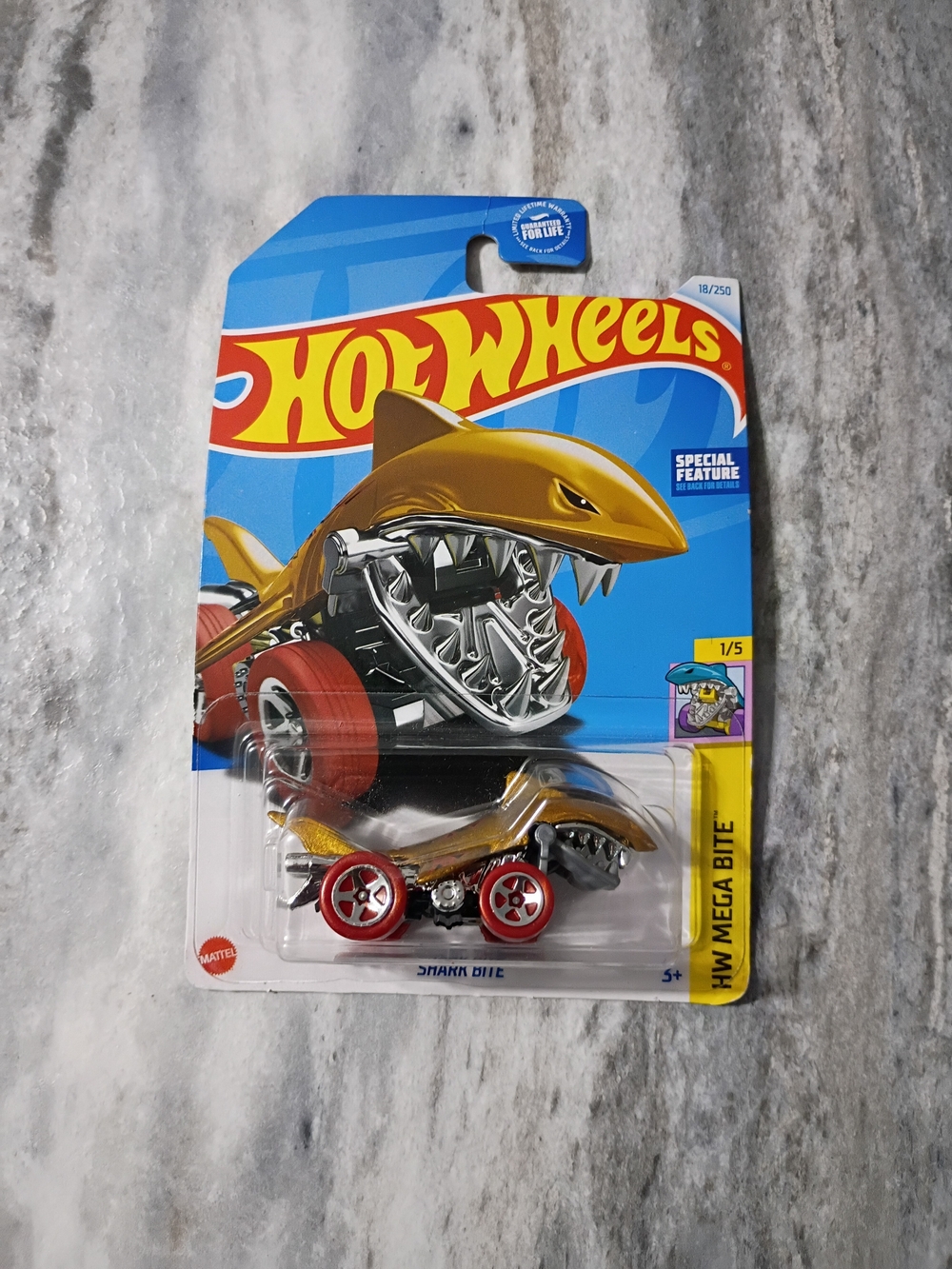 Mattel Hot Wheels Shark Bite Toy Car - Gold & Red